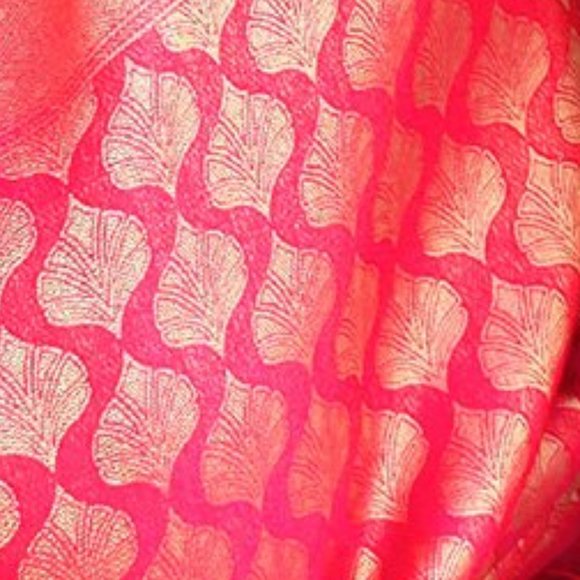 JHEAPS HOT PINK GOLD HANDLOOM SOFT SILK KANJIVARAM WOVEN  SILK SAREE - Picture 5 of 7